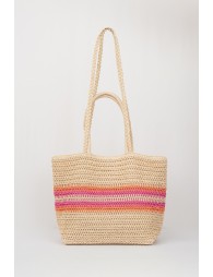Striped raffia bag