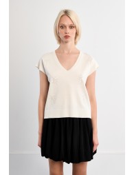 Short-sleeved knit with palm tree motifs