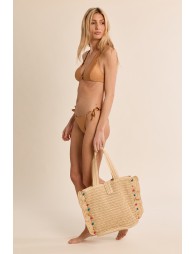 Bolso de mujer de mano, trenzado, de rafia.