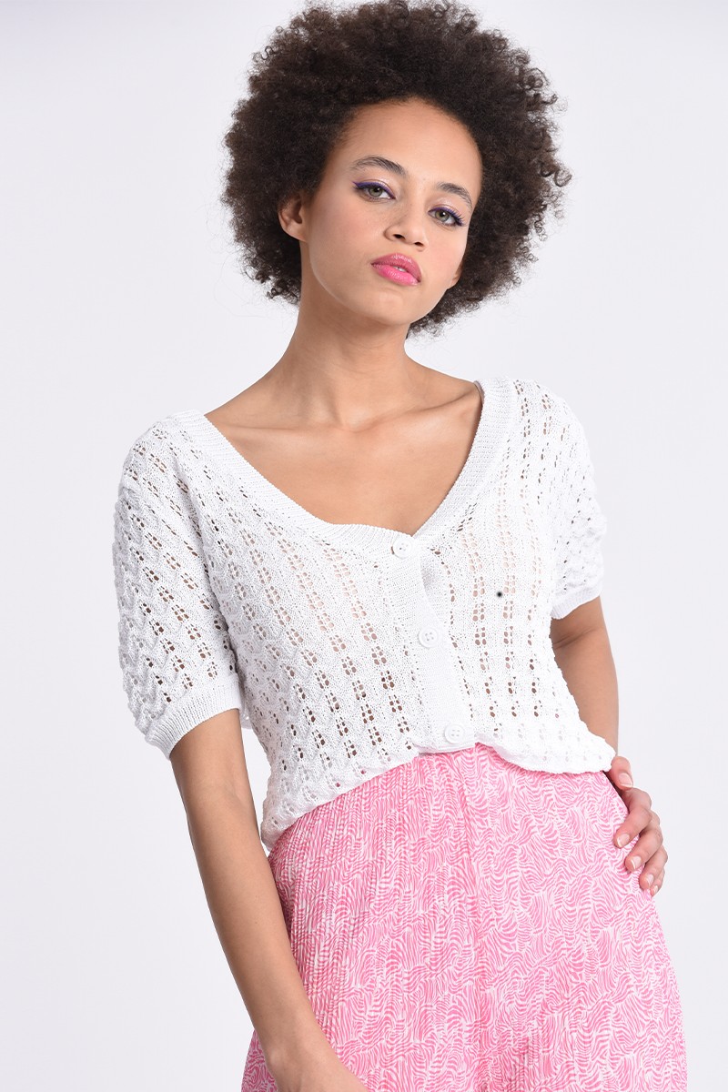 Cardigan en maille Pointelle