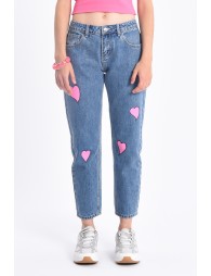 Heart patterned denim pants