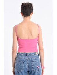 Ribbed tank top with thin straps