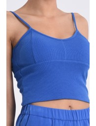 Ribbed tank top with thin straps