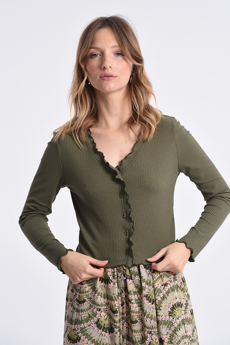 Gilet col V, maille fine
