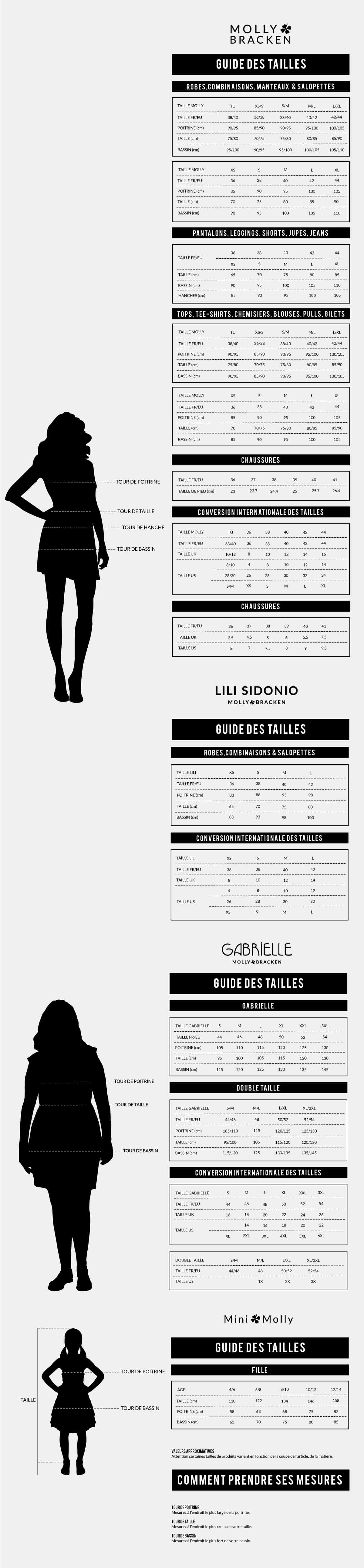 Lily Of France Size Chart